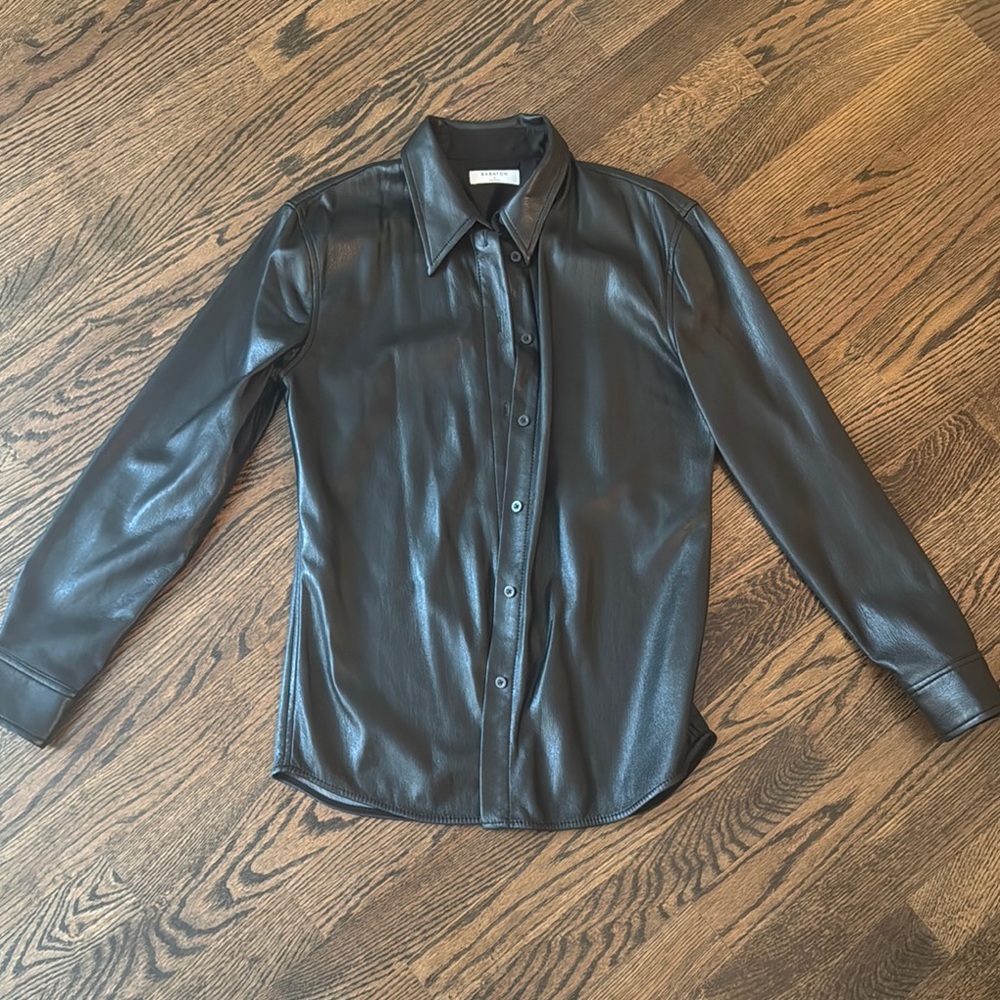 WORN ONCE BABATON FAUX LEATHER SHIRT